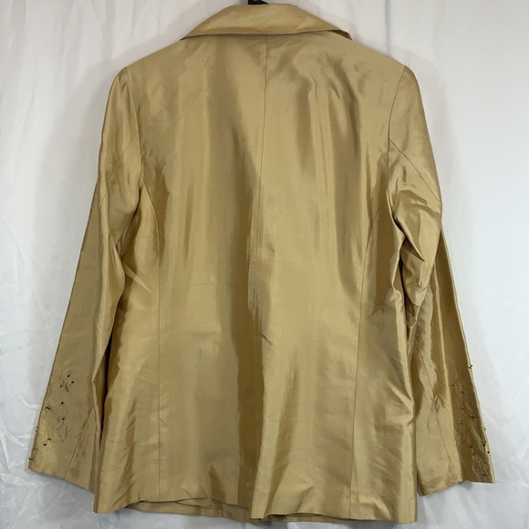SilkLand Women's Button Up Long Sleeve 100% Silk Yellow Gold Beaded 6 - Picture 2 of 9